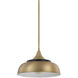 Max 1 Light 14.5 inch Brass and Onyx Pendant Ceiling Light