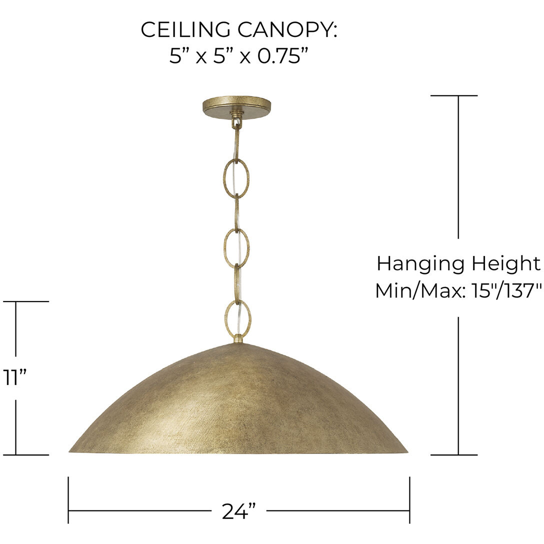 Francesca LED 24 inch Feathered Gold Pendant Ceiling Light