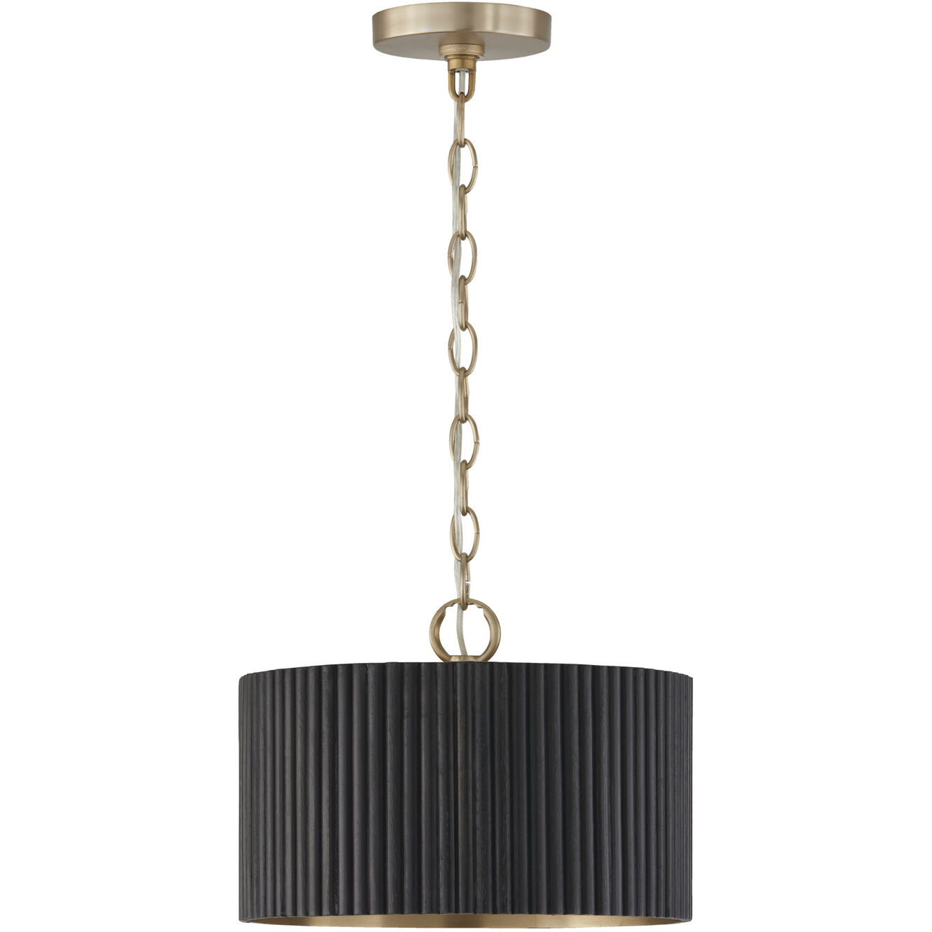Donovan 1 Light 12.5 inch Black Stain and Matte Brass Semi-Flush Ceiling Light, Convertible Dual Mount