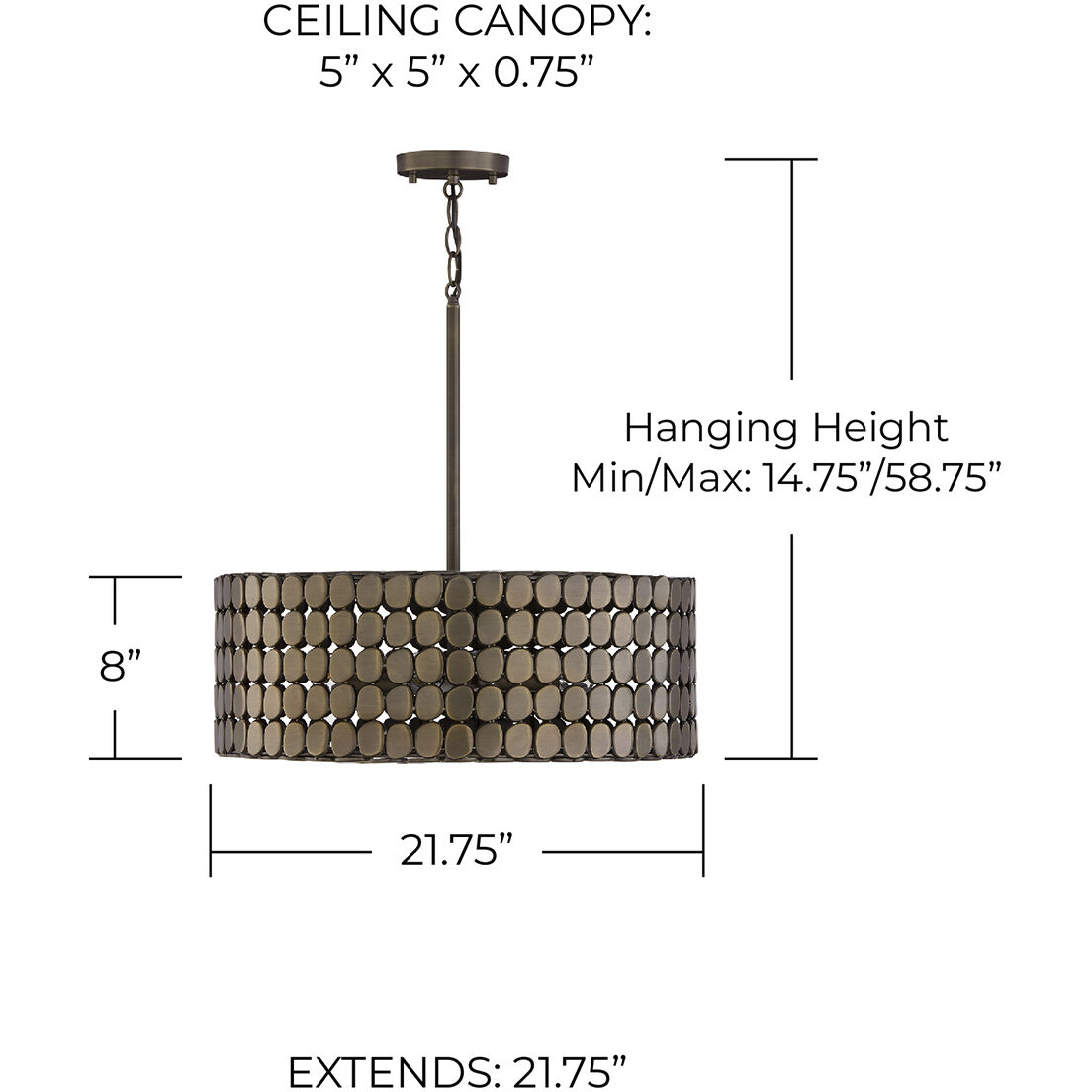 Eliana 4 Light 21.75 inch Dark Brass Pendant Ceiling Light