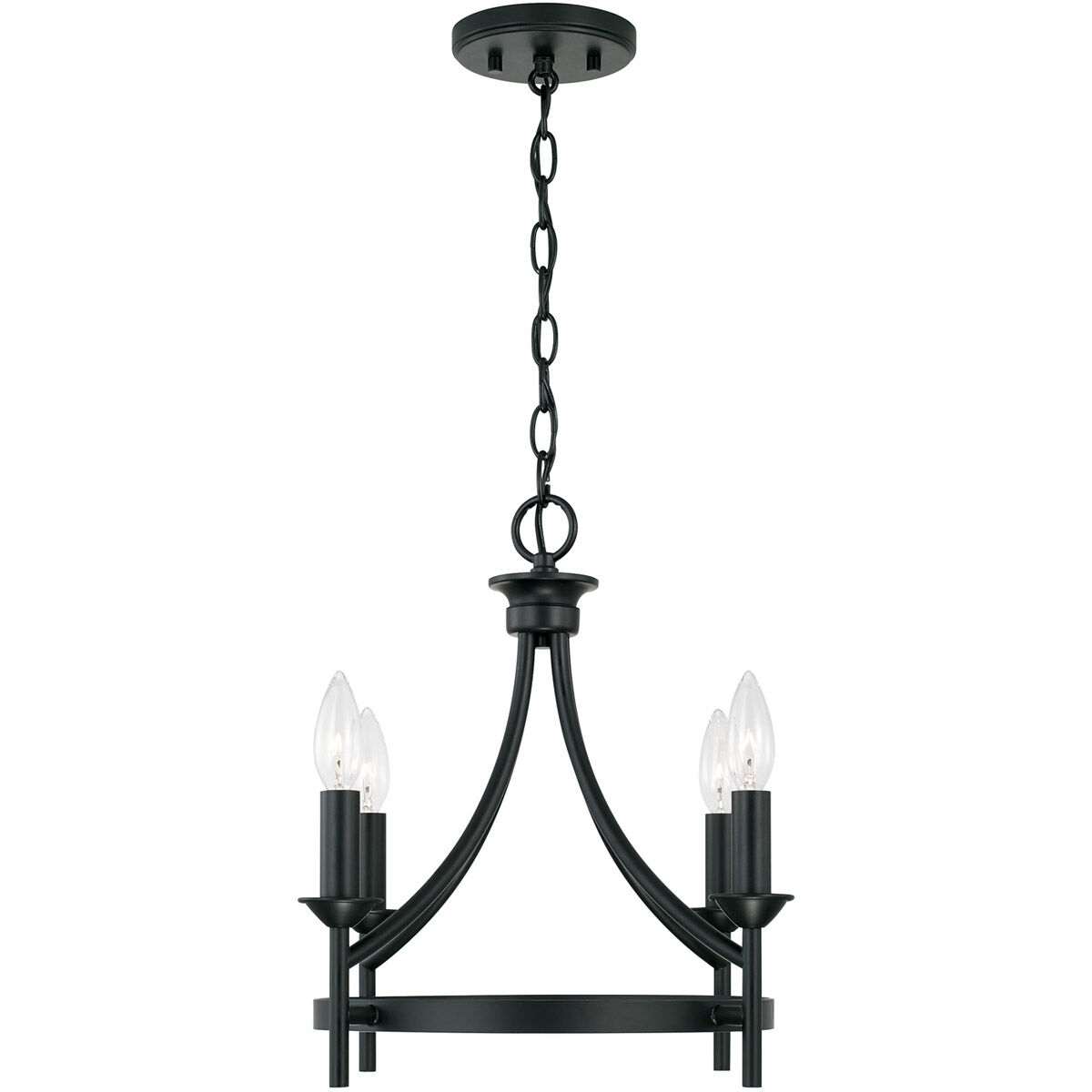 Peyton 4 Light 16 inch Matte Black Semi-Flush Mount Ceiling Light, Convertible Dual Mount