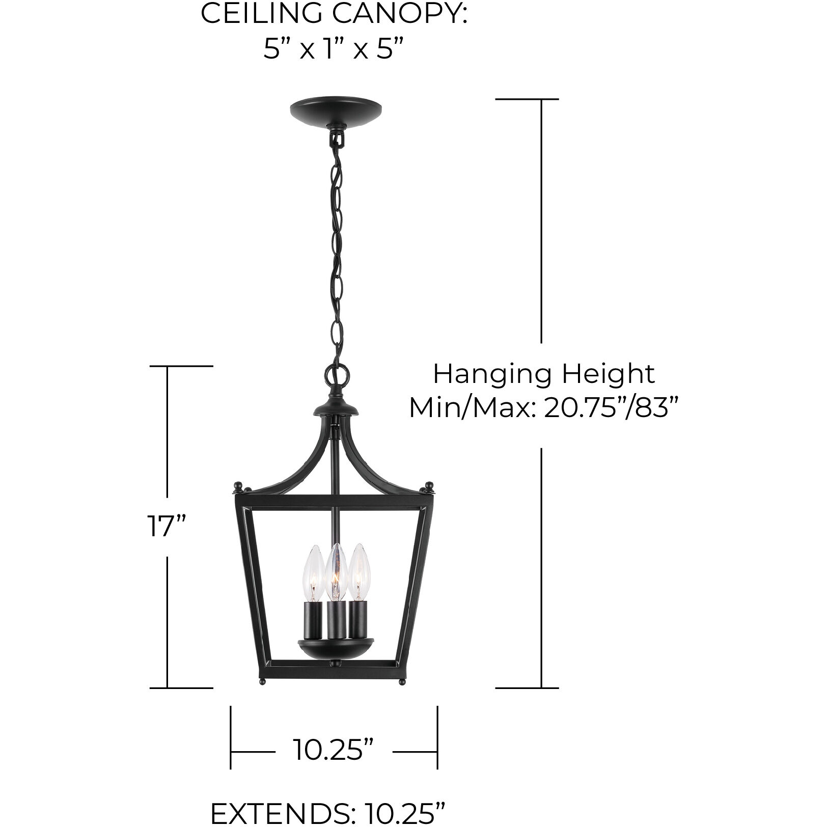 Stanton 3 Light 10 inch Matte Black Foyer Ceiling Light