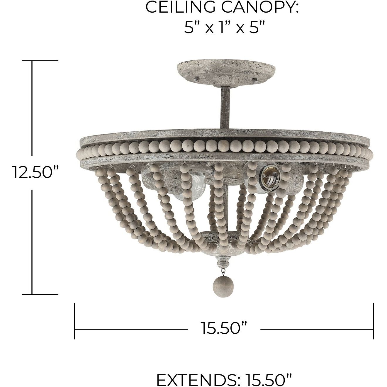 Kayla 2 Light 16 inch Mystic Sand Semi-Flush Mount Ceiling Light