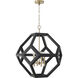 Geo 4 Light 24 inch Flat Black and Matte Brass Pendant Ceiling Light