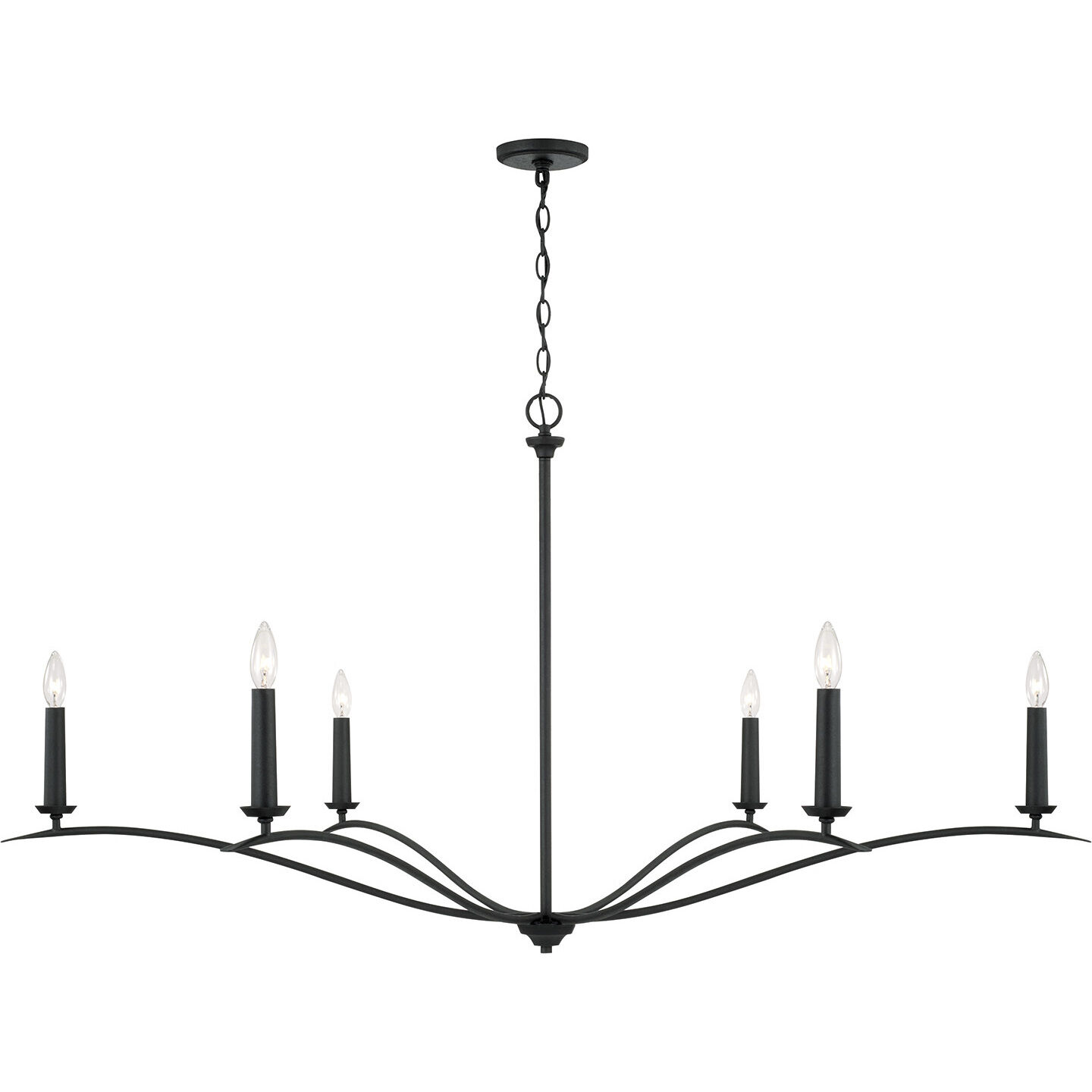 Grady 6 Light 57 inch Black Iron Chandelier Ceiling Light