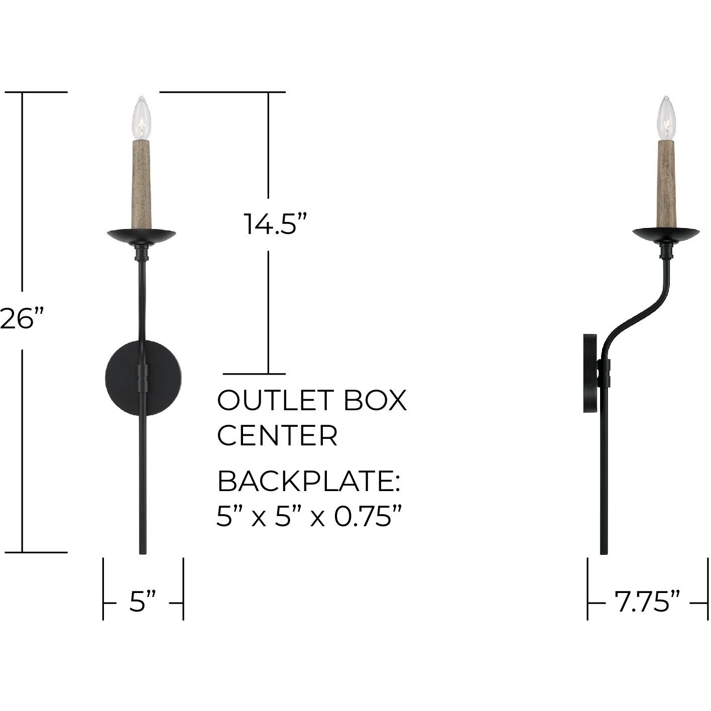 Wilder 1 Light 5 inch Matte Black Sconce Wall Light