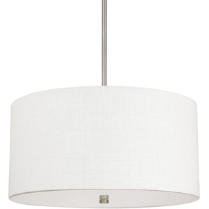 Loft 4 Light 24 inch Matte Nickel Pendant Ceiling Light in White Fabric Shade, Convertible Dual Mount