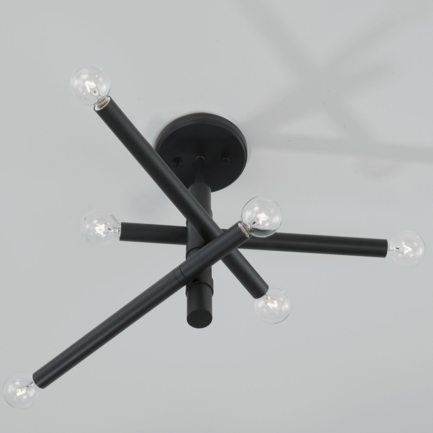 Zane 6 Light 20.5 inch Matte Black Semi-Flush Ceiling Light