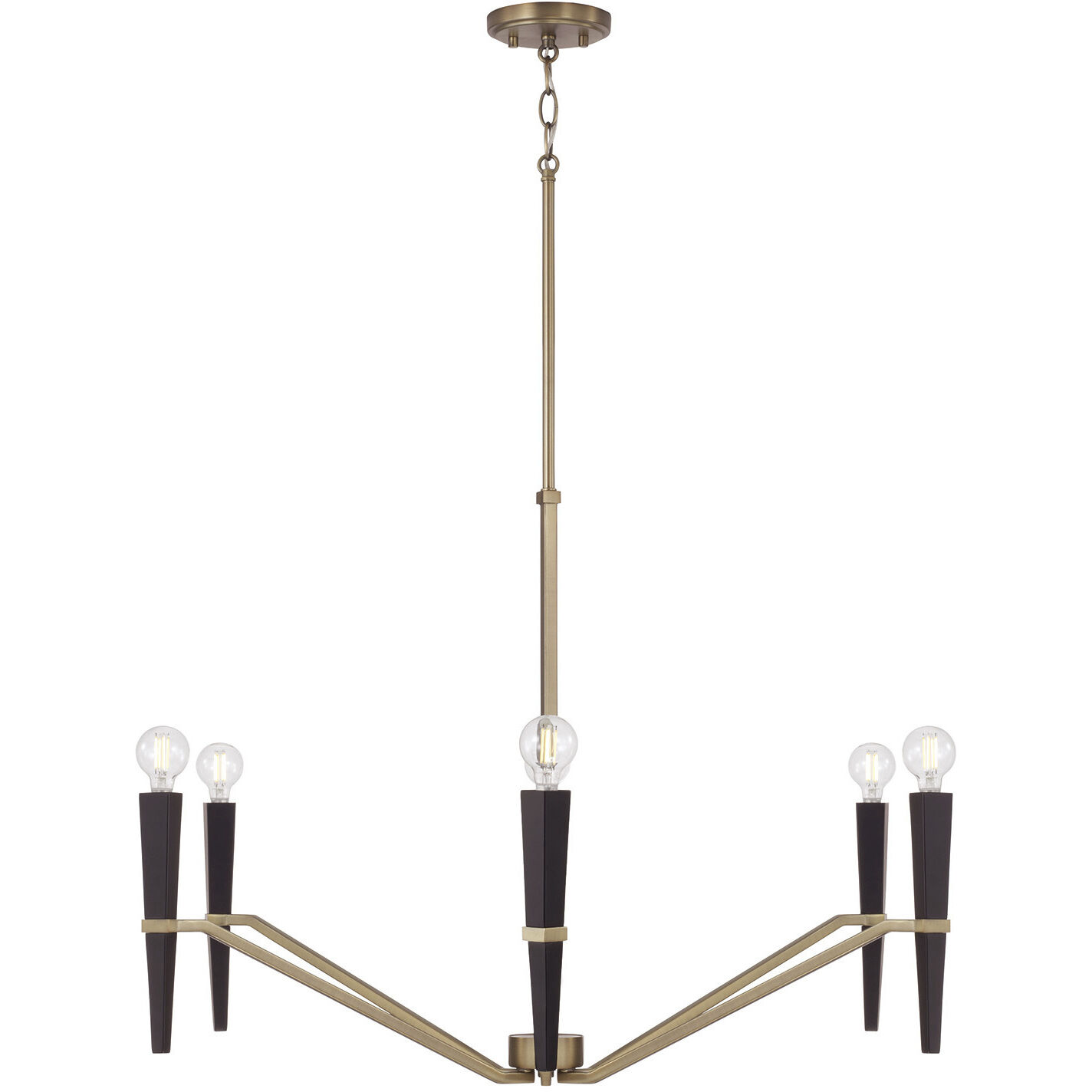 Enzo 6 Light 33 inch Aged Brass and Black Chandelier Ceiling Light