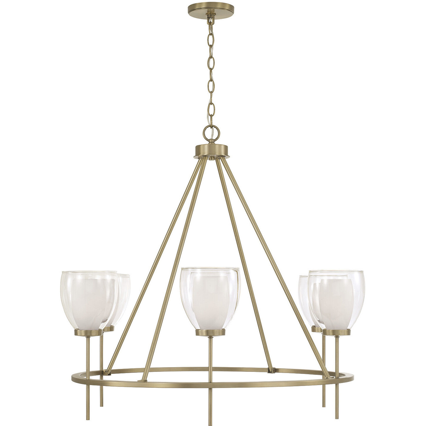 Joss 6 Light 34.5 inch Aged Brass Chandelier Ceiling Light