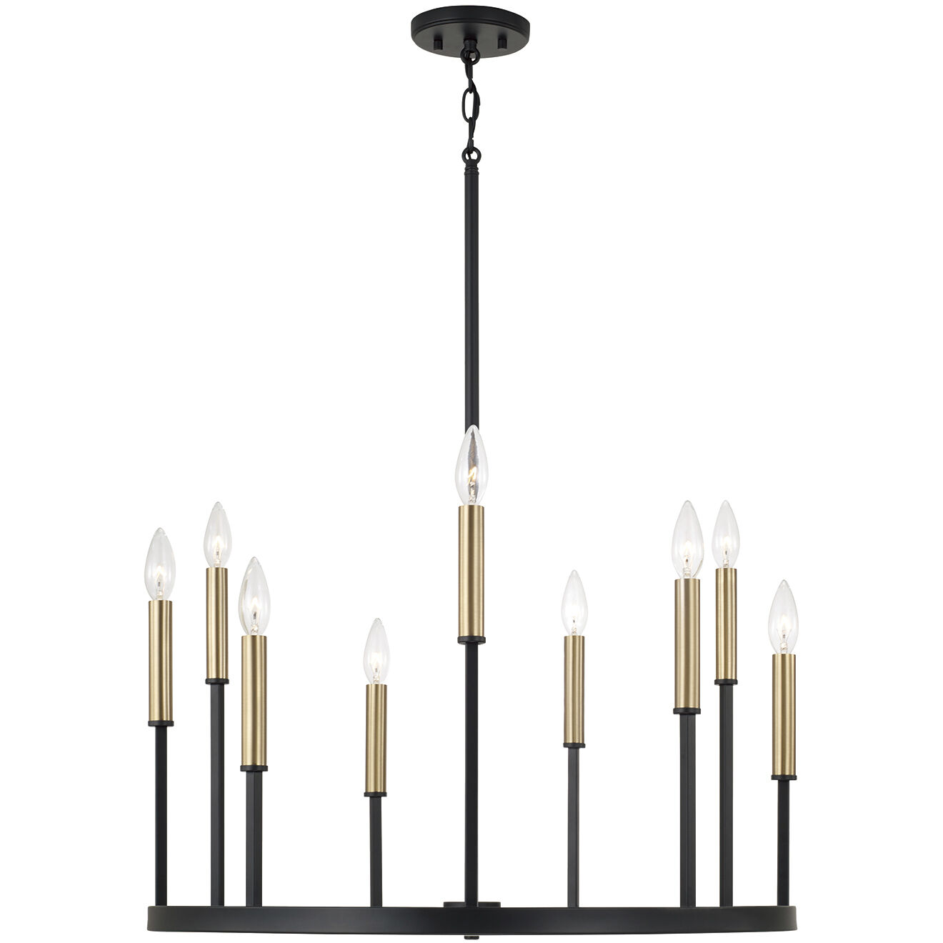Davis 9 Light 26 inch Espresso and Brass Chandelier Ceiling Light