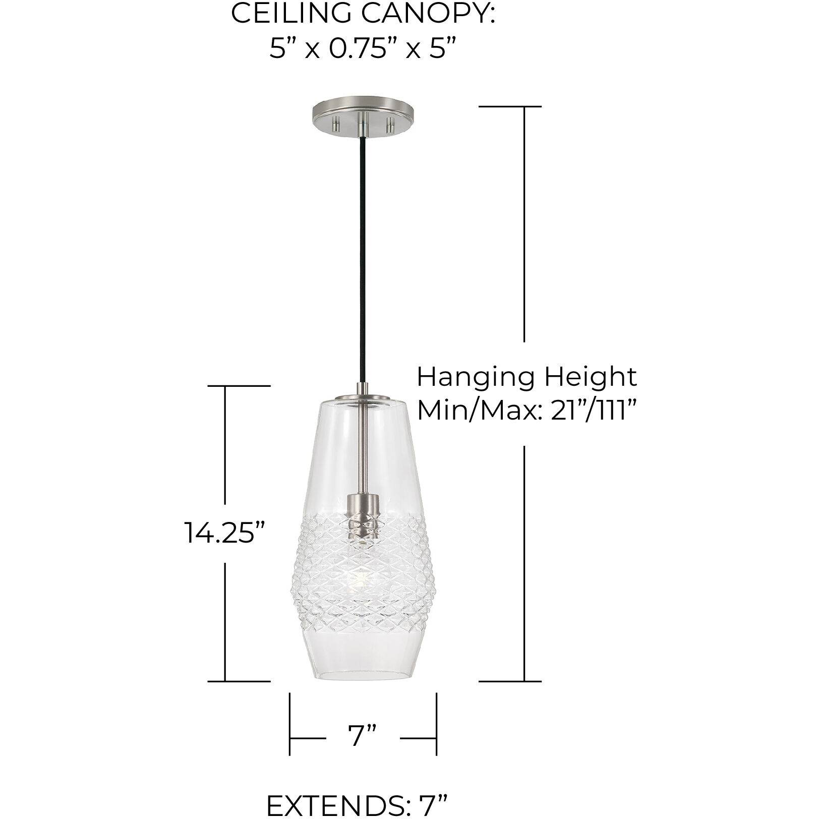 Dena 1 Light 7 inch Brushed Nickel Pendant Ceiling Light