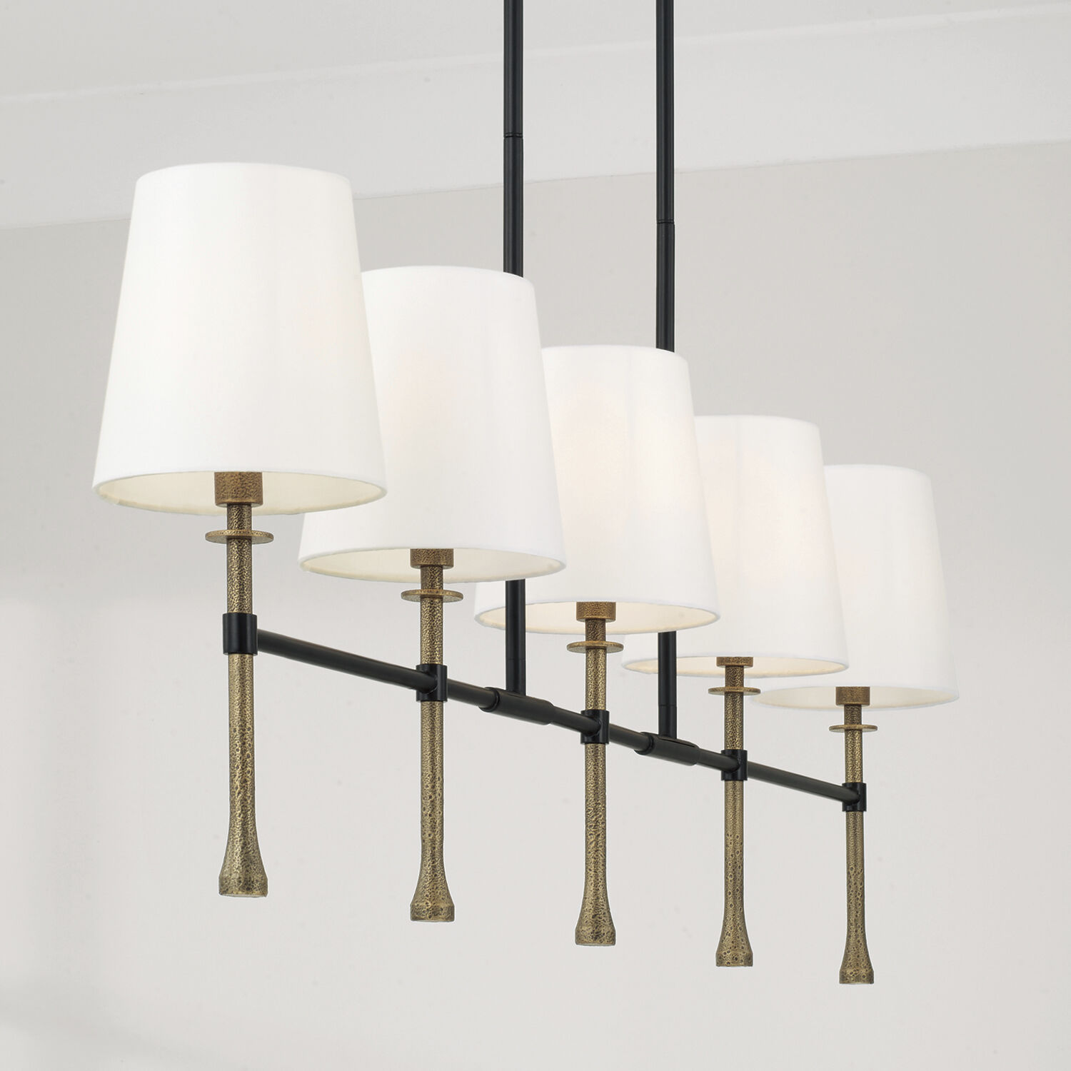 Hollis 5 Light 48 inch Matte Black with Hammered Gold Island Light Ceiling Light