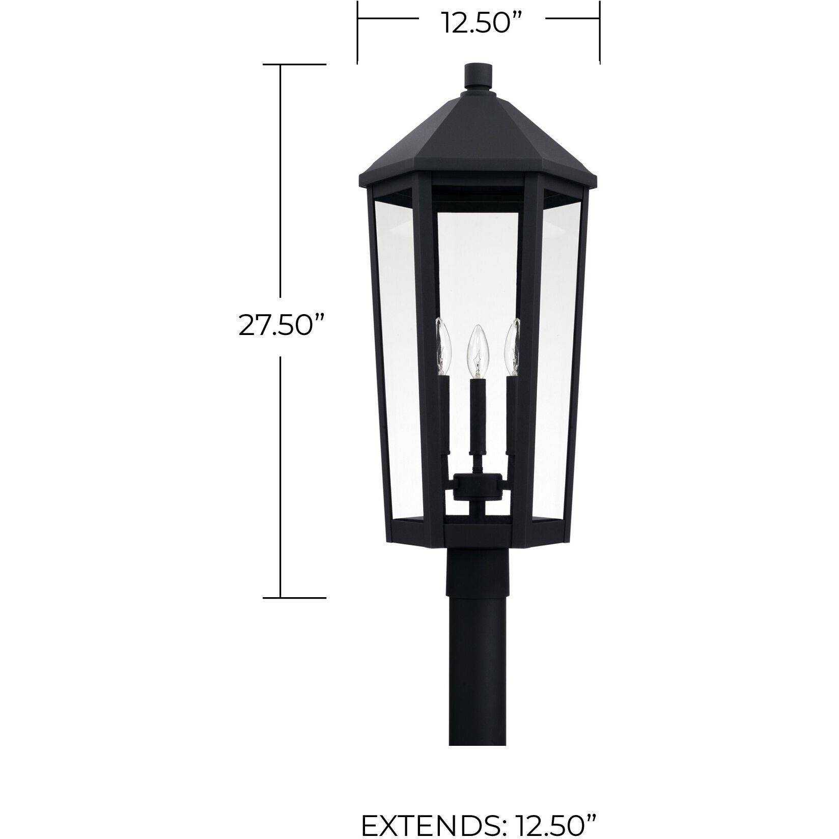 Ellsworth 3 Light 28 inch Black Outdoor Post Lantern