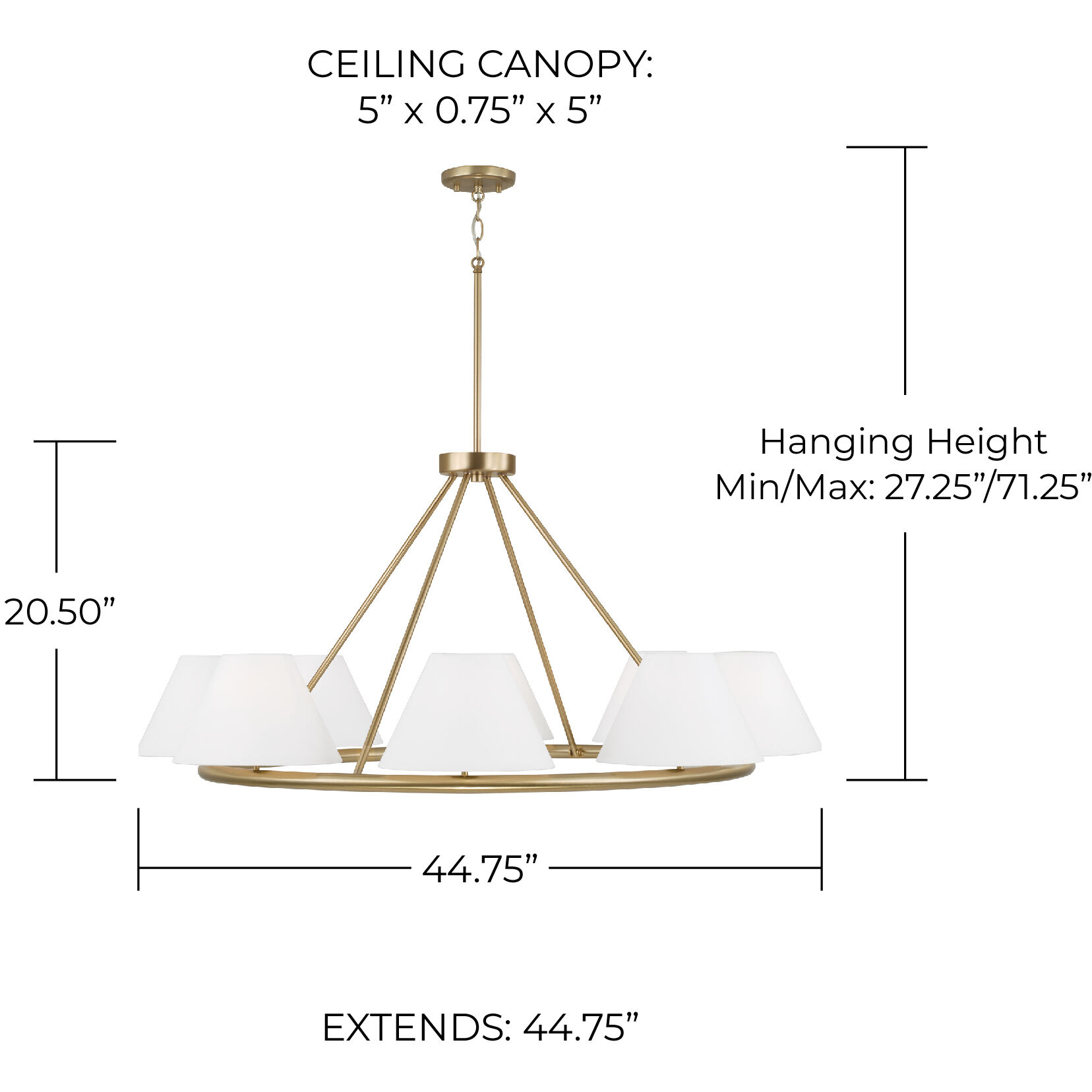 Parson 8 Light 44.75 inch Matte Brass Chandelier Ceiling Light