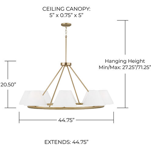 Parson 8 Light 44.75 inch Matte Brass Chandelier Ceiling Light