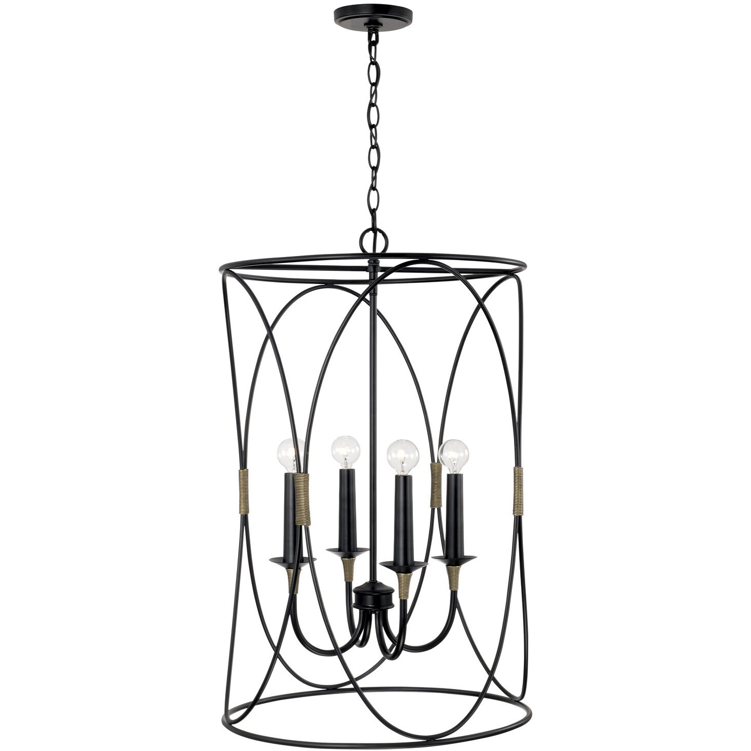 Amara 4 Light 19 inch Matte Black with Brass Foyer Ceiling Light