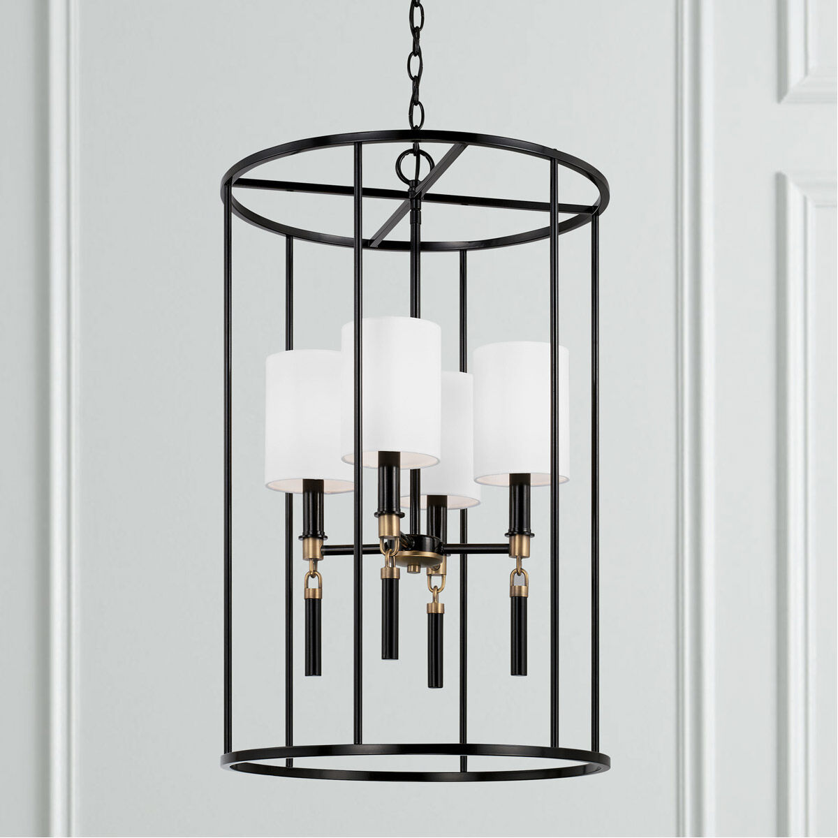 Beckham 4 Light 18.5 inch Glossy Black and Aged Brass Foyer Light Ceiling Light