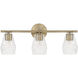 Dena 3 Light 23 inch Aged Brass Vanity Light Wall Light