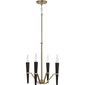 Enzo 4 Light 15.5 inch Aged Brass and Black Chandelier Ceiling Light