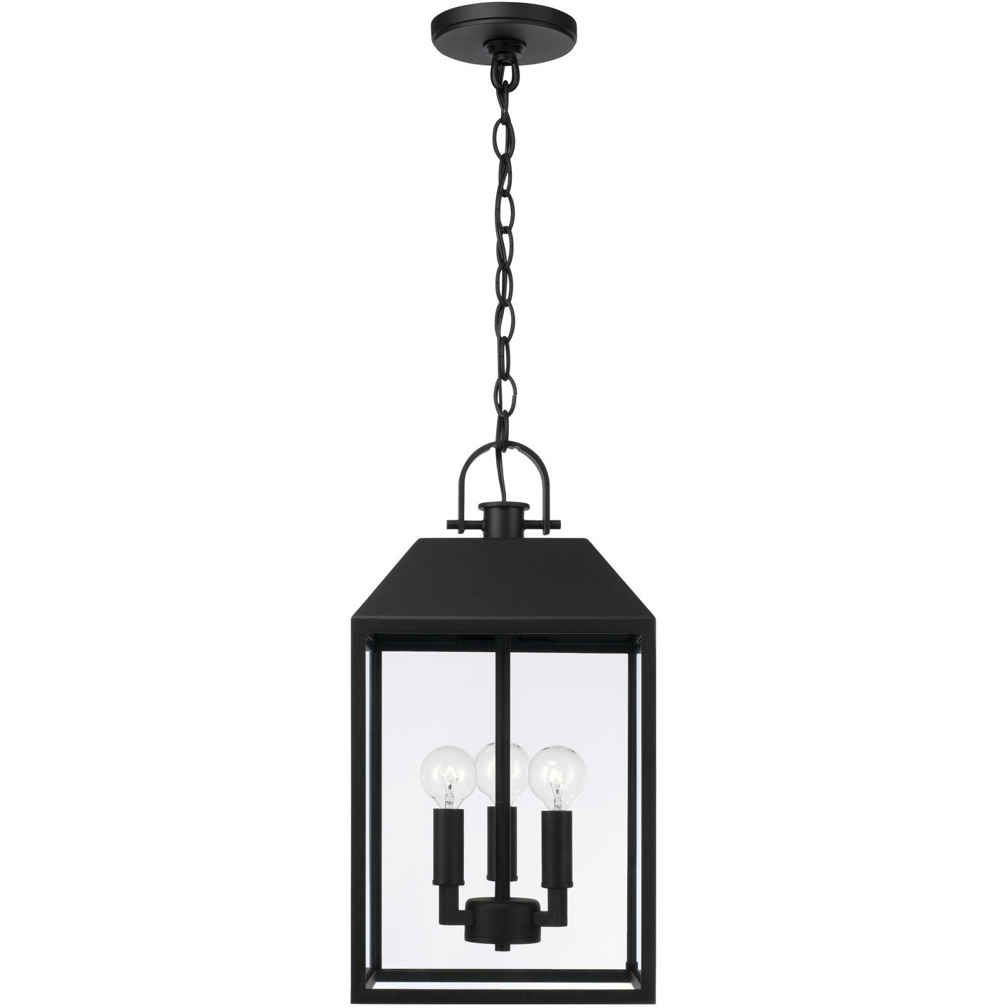Nelson 3 Light 9.5 inch Black Outdoor Hanging Lantern