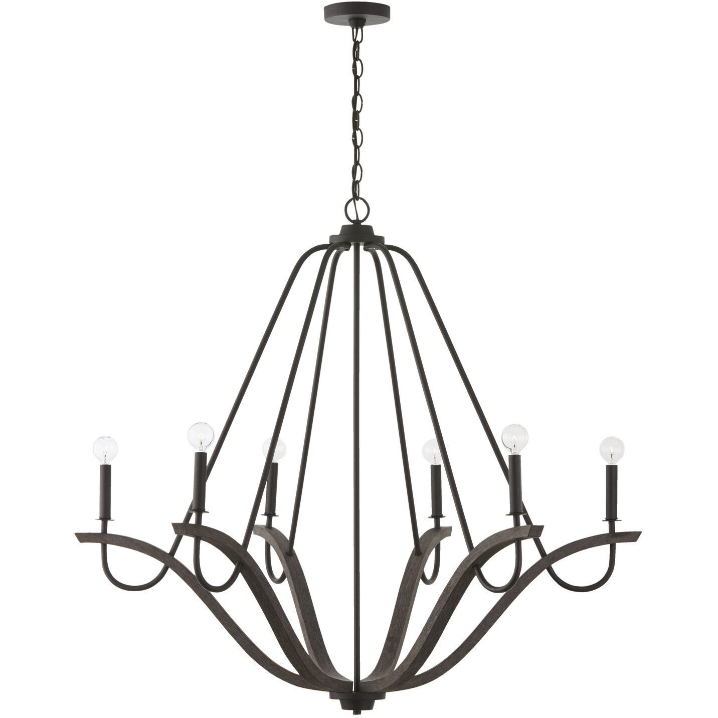 Clive 6 Light 43 inch Carbon Grey and Black Iron Chandelier Ceiling Light