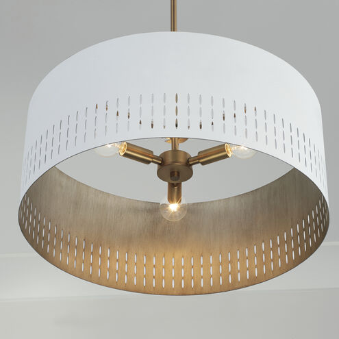 Dash 3 Light 20.25 inch Aged Brass and White Pendant Ceiling Light