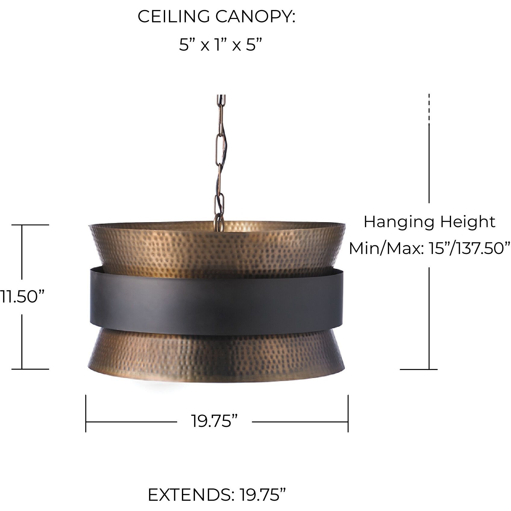Loren 4 Light 19.75 inch Patinaed Brass and Dark Zinc Pendant Ceiling Light