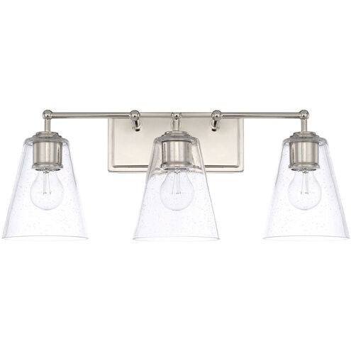 Murphy 3 Light 23.5 inch Polished Nickel Vanity Light Wall Light in Clear Seeded