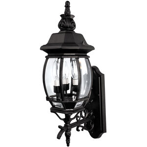 French Country 3 Light 23 inch Black Outdoor Wall Lantern
