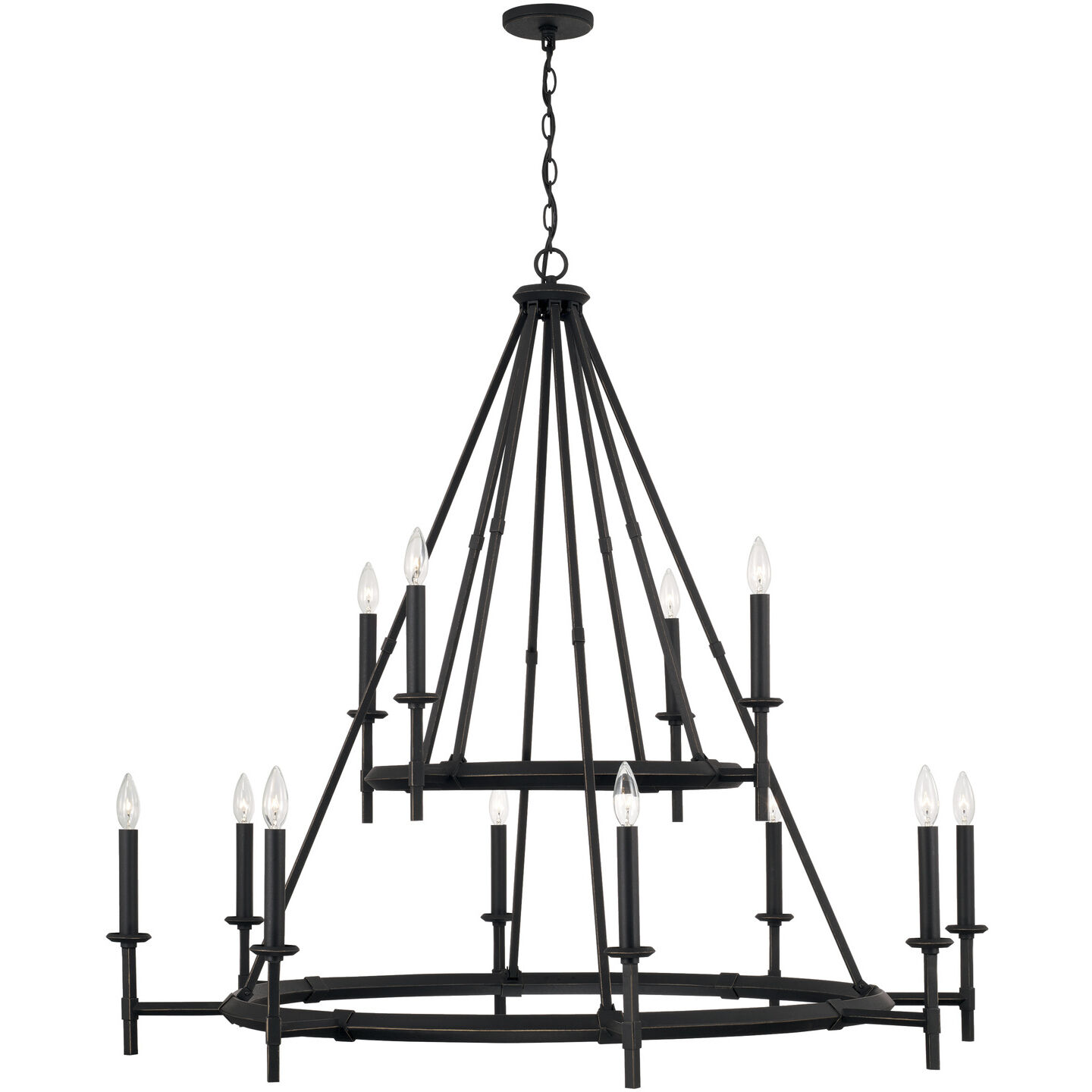 Ogden 12 Light 48 inch Brushed Black Iron Chandelier Ceiling Light