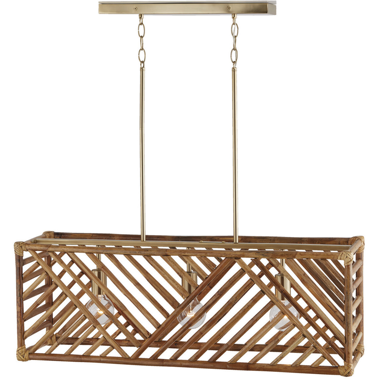 Soleil 3 Light 35.5 inch Matte Brass Island Light Ceiling Light