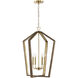 Maren 4 Light 20 inch Nordic Wood and Matte Brass Pendant Ceiling Light