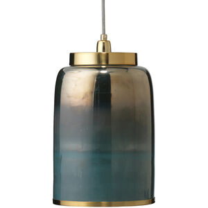 Vapor 1 Light 9 inch Aqua Metallic Glass Pendant Ceiling Light