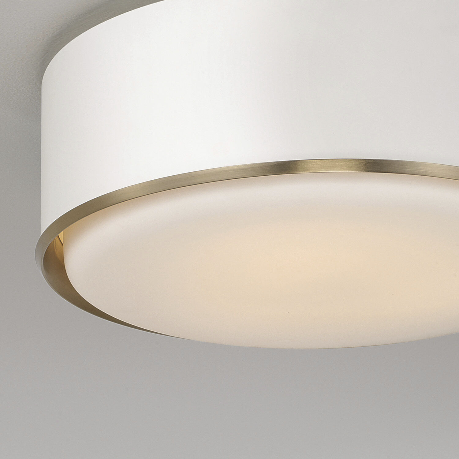 Carlton 3 Light 15.5 inch Matte Brass and White Flush Mount Ceiling Light