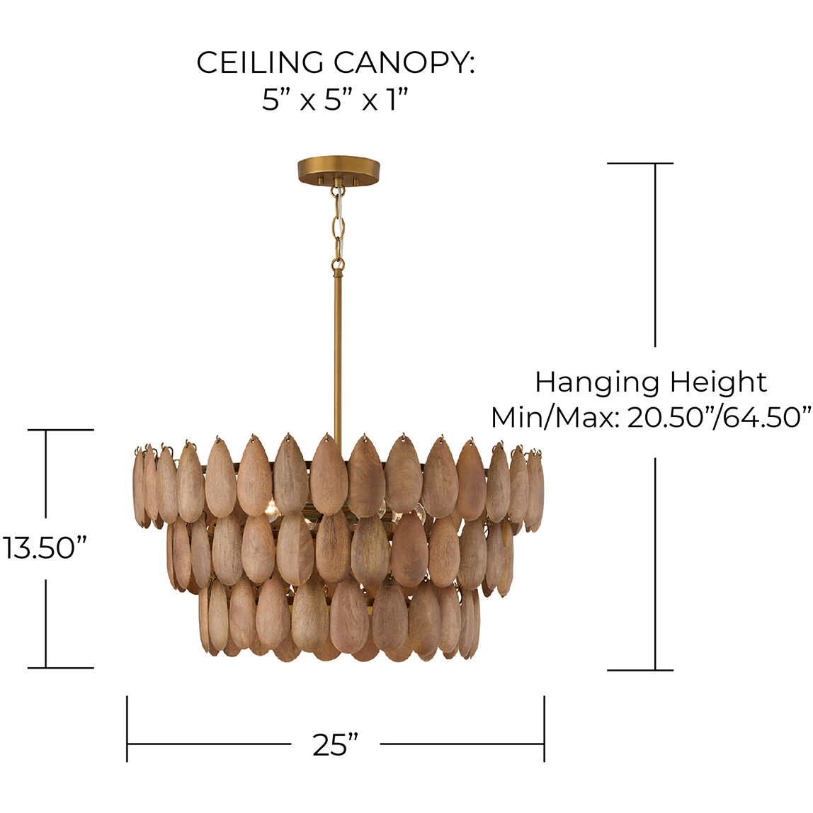 Ravi 4 Light 25 inch Light Wood and Patinaed Brass Pendant Ceiling Light