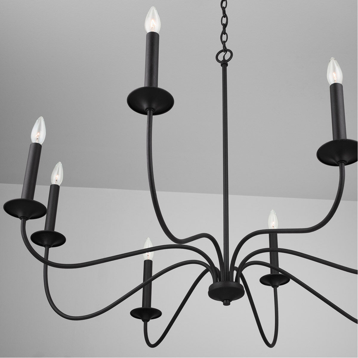 Vincent 8 Light 40 inch Black Iron Chandelier Ceiling Light