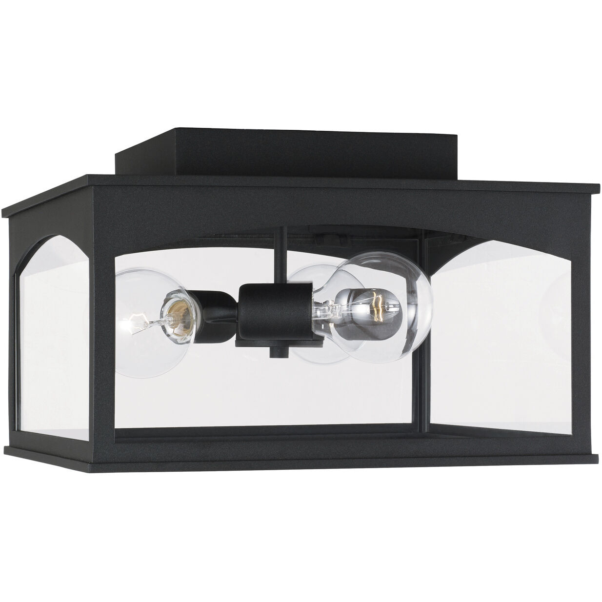Burton 3 Light 14 inch Black Outdoor Flush Mount