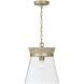 Finn 1 Light 12 inch White Wash and Matte Brass Pendant Ceiling Light
