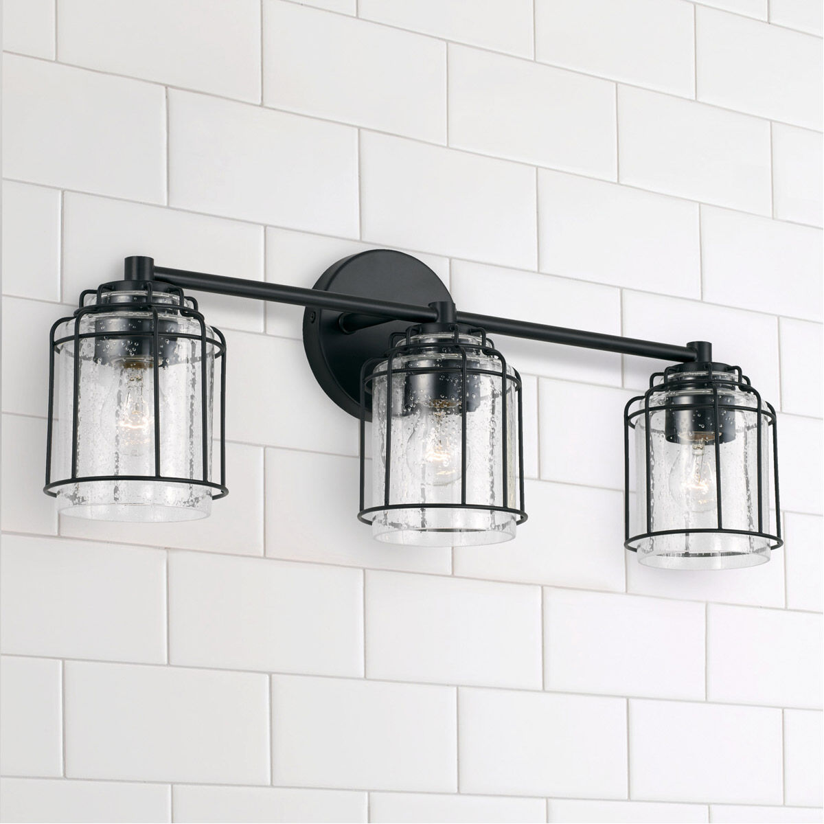Harmon 3 Light 24 inch Matte Black Vanity Light Wall Light