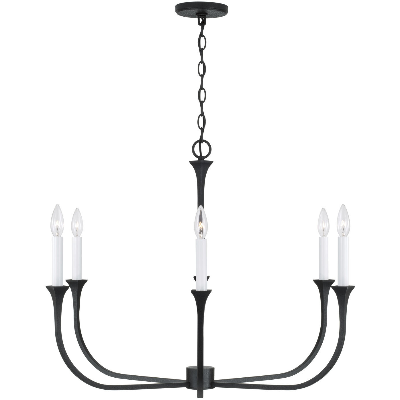 Decklan 6 Light 32 inch Black Iron Chandelier Ceiling Light