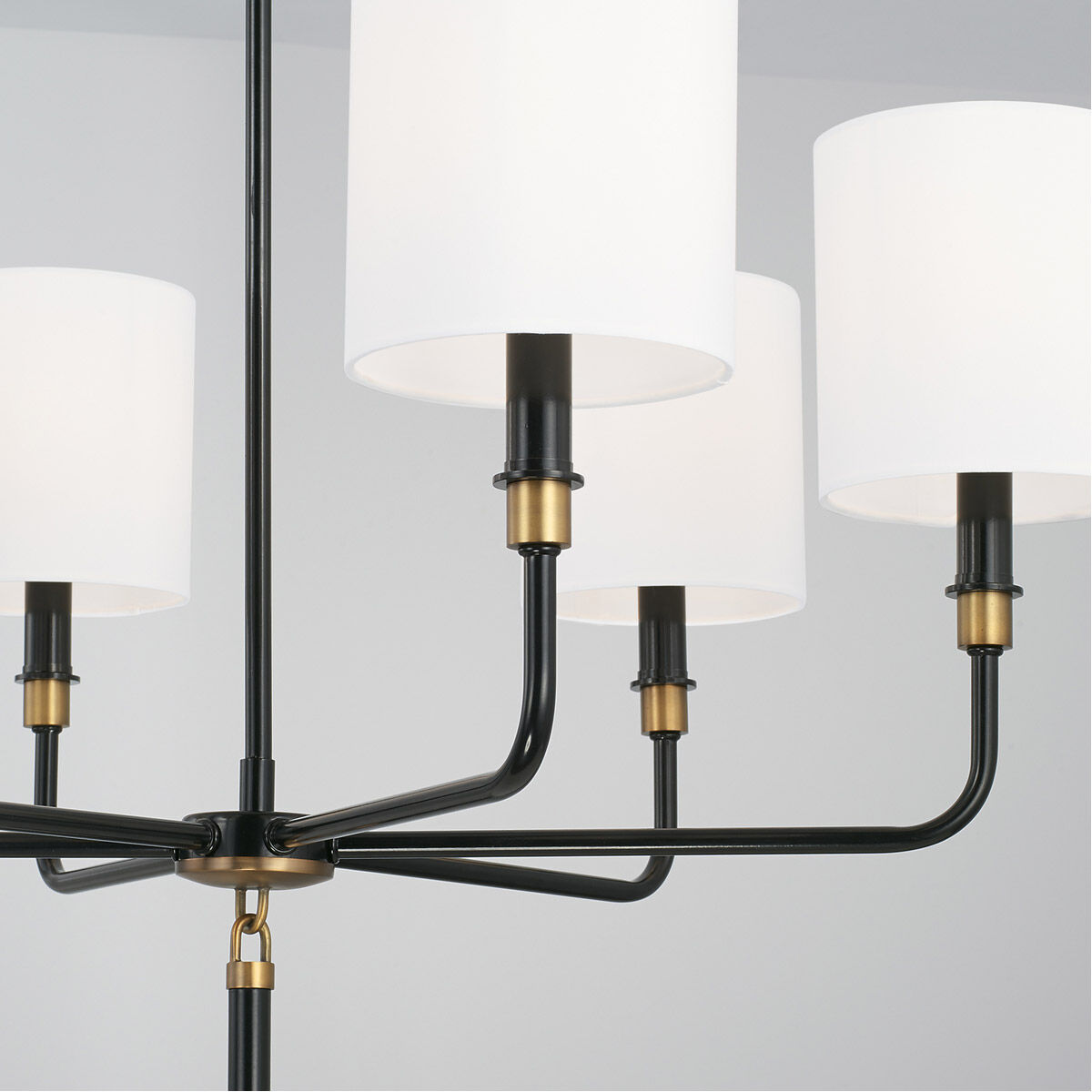 Beckham 6 Light 32 inch Glossy Black and Aged Brass Chandelier Ceiling Light