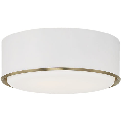 Carlton 3 Light 15.5 inch Matte Brass and White Flush Mount Ceiling Light