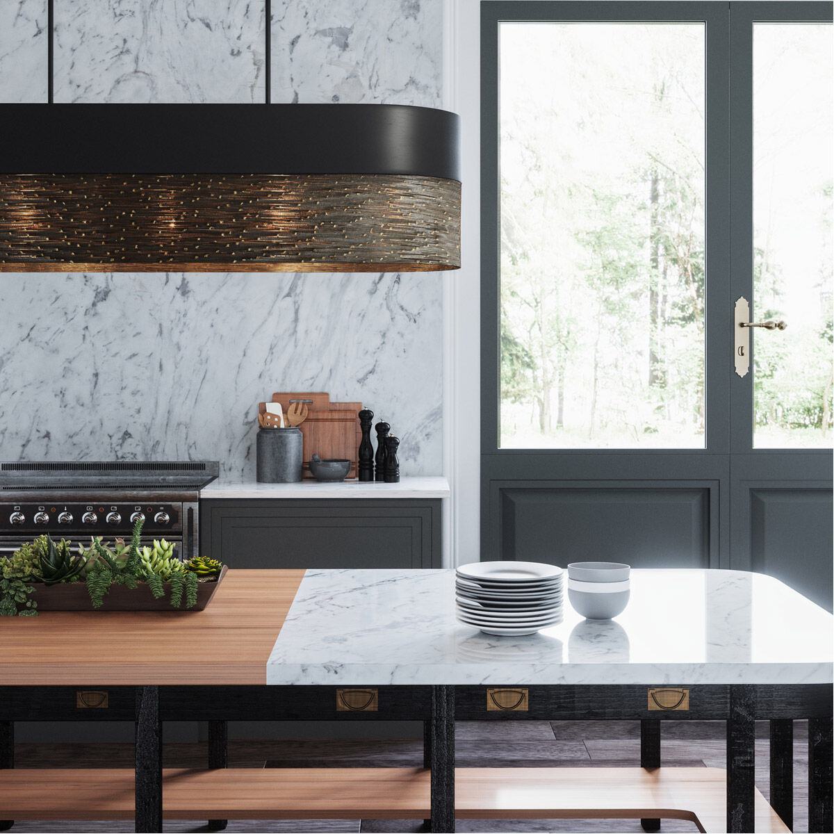 Sana 5 Light 43 inch Grey Iron Island Ceiling Light