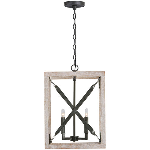 Remi 4 Light 15 inch Brushed White Wash and Nordic Iron Pendant Ceiling Light