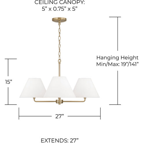 Parson 4 Light 27 inch Matte Brass Chandelier Ceiling Light