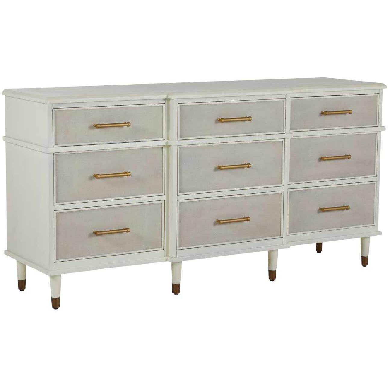 Leona Parchment White / Antique Brass / Natural Linen Dresser