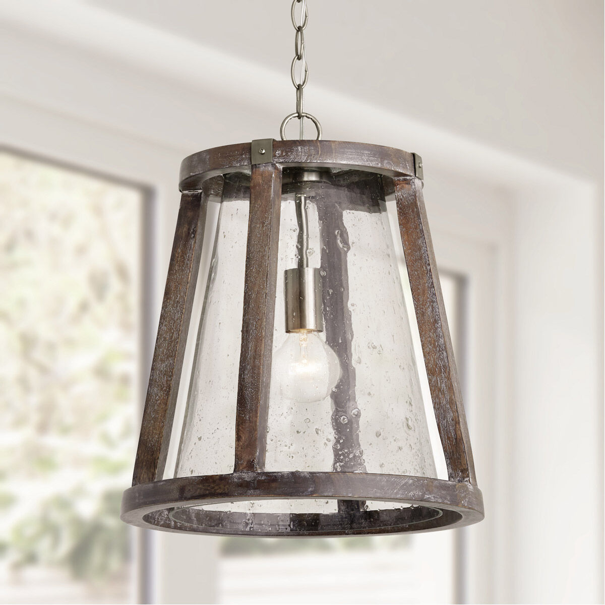 Connor 1 Light 16 inch Black Wash and Matte Nickel Pendant Ceiling Light
