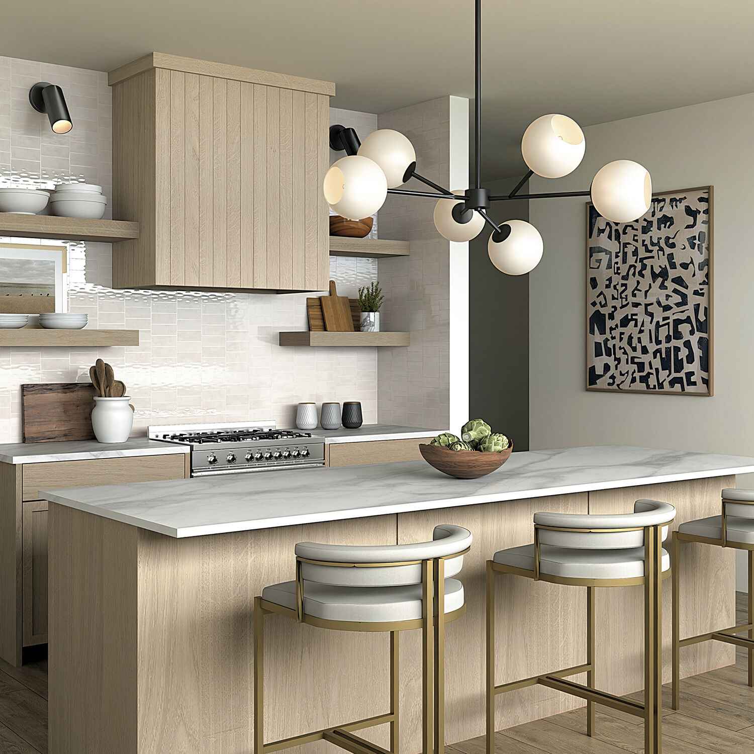 Atlas 6 Light 38 inch Matte Black Chandelier Ceiling Light