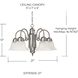 David 5 Light 21 inch Burnished Bronze Chandelier Ceiling Light